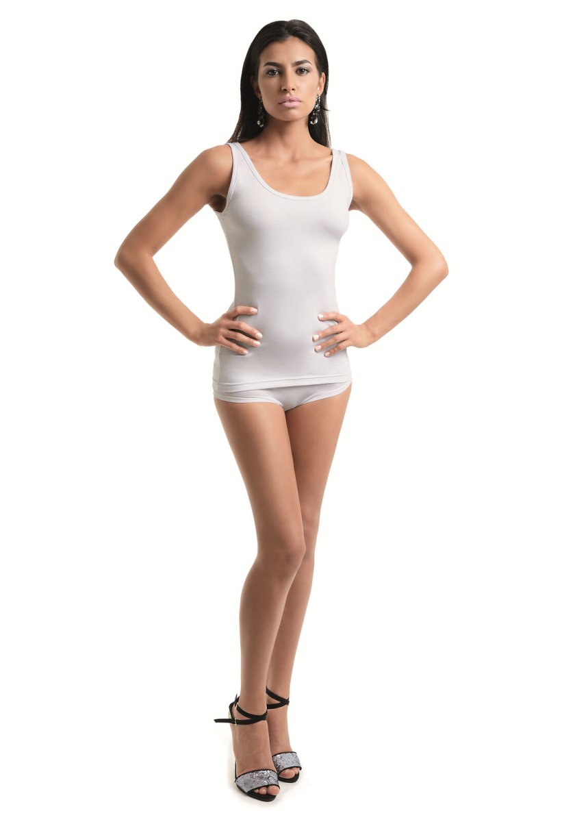 3 CANOTTE DONNA SPALLA LARGA ART. DR701 IN COTONE ELASTICIZZATO BIANCO NERO - immagine 5