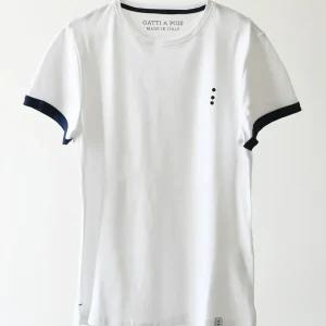 T-Shirt in Puro Cotone Lavorazione Piquet Bianco&Blu Notte con Iniziali o Senza!