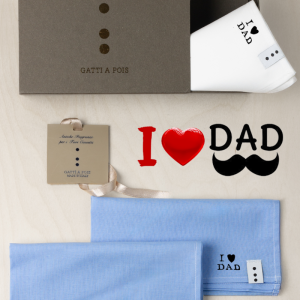 Box n.3 Fazzoletti Ricamati I Love DAD o con Iniziali + CARD in Regalo!
