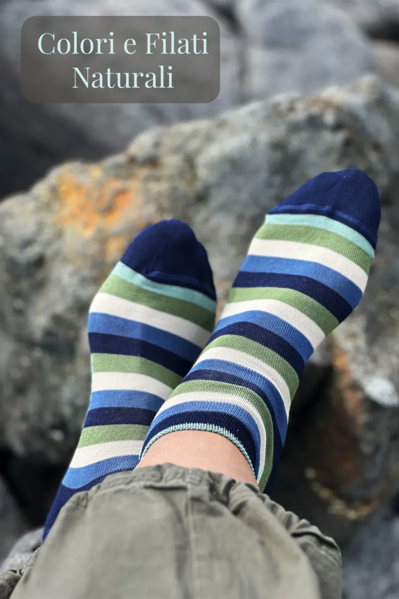 Fantasmini in Filo di Scozia Righe Blue&Green con Iniziali o Senza! - immagine 4