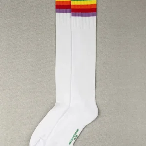 #Fightthestroke Calze Sportive lunghe Uomo con Polso a Righe puro Cotone Italiano