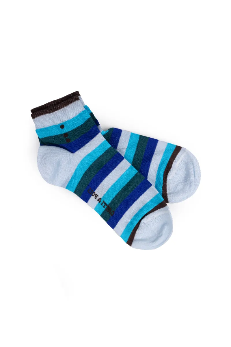 Fantasmini in Filo di Scozia Righe Sfumature di Blu con Iniziali o Senza! - immagine 3