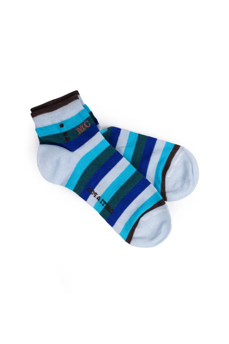 Fantasmini in Filo di Scozia Righe Sfumature di Blu con Iniziali o Senza! - immagine 4