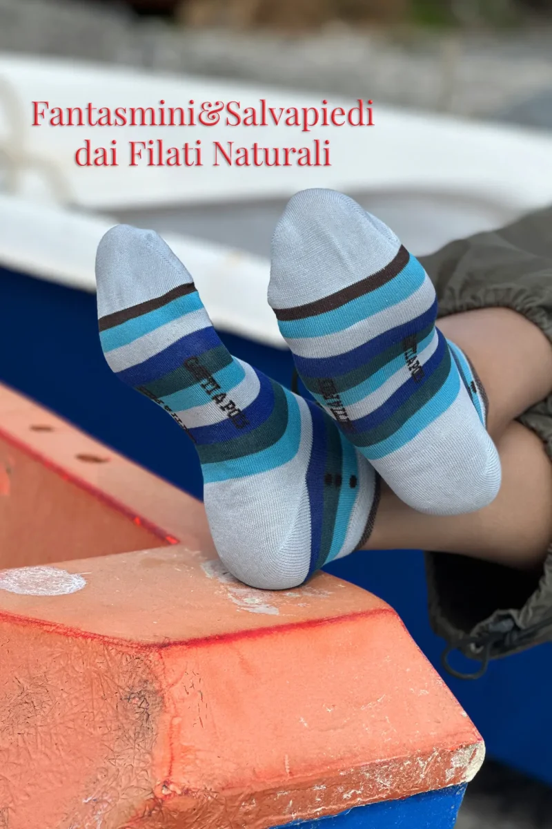 Fantasmini in Filo di Scozia Righe Sfumature di Blu con Iniziali o Senza! - immagine 5