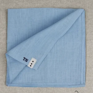 Fazzoletto in Puro Cotone Italiano AZZURRO con Iniziali Ricamate