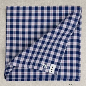 Fazzoletto in Puro Cotone a mini quadri con Iniziali Ricamate