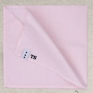 Fazzoletto in Puro Cotone a Miniquadri color Quarzo con Iniziali Ricamate