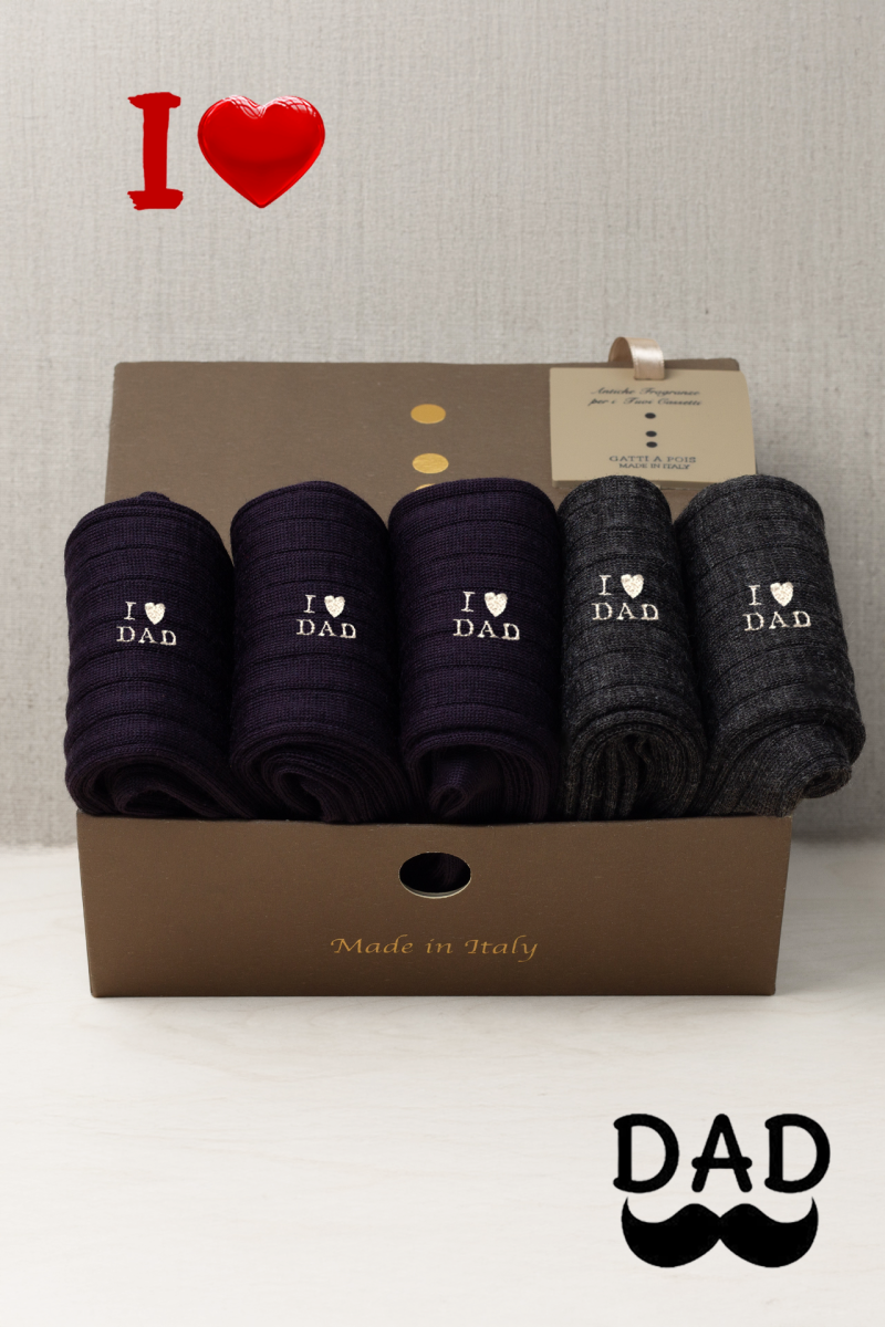 Box Papà CLASSIC Man in Lana con Iniziali o I Love Dad Ricamati + Card Profumata! - immagine 4