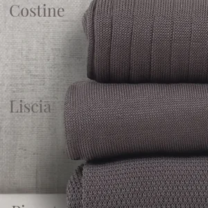 Box da N.3 Calze Lunghe in Filo di Scozia Grigio Medio in 3 Lavorazioni diverse