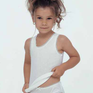 3 Pezzi canotte bimba henri art. 170 spalla larga in puro cotone di mako’ pizzo