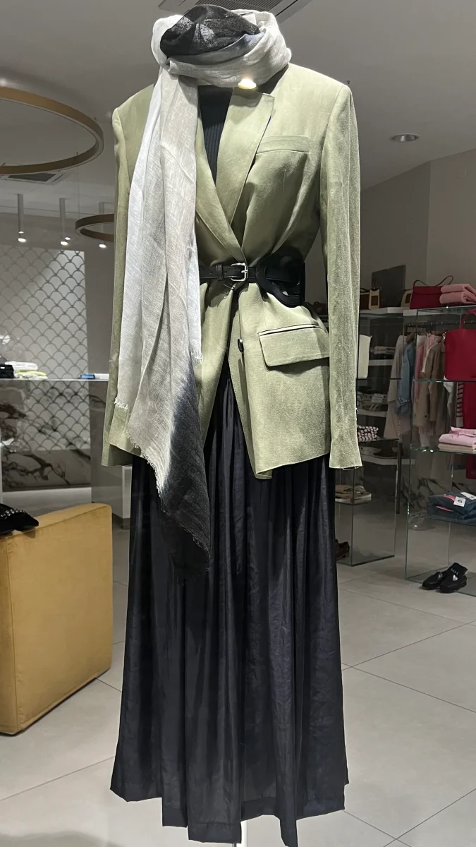 Tela Giacca doppiopetto in misto lino Omega/crop - immagine 8