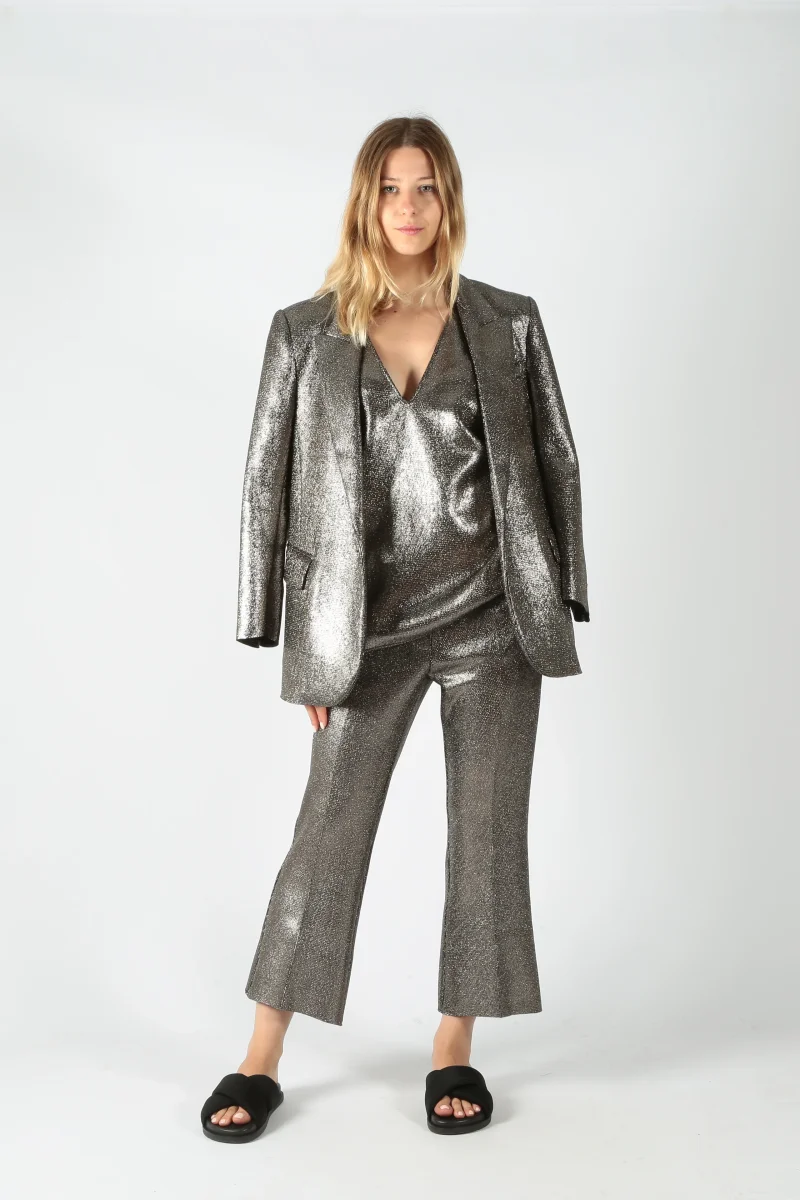 The M Smanicato scollo a V in neoprene lurex Amos - immagine 5