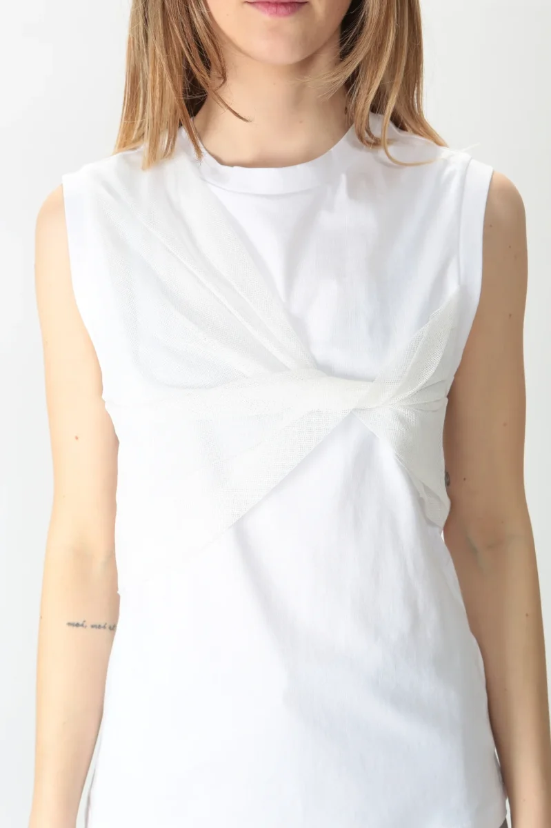 Tela Top in cotone e tulle Malta - immagine 3