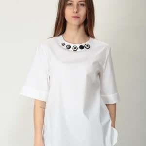 'S MaxMara T-shirt in popeline con ricamo Dora