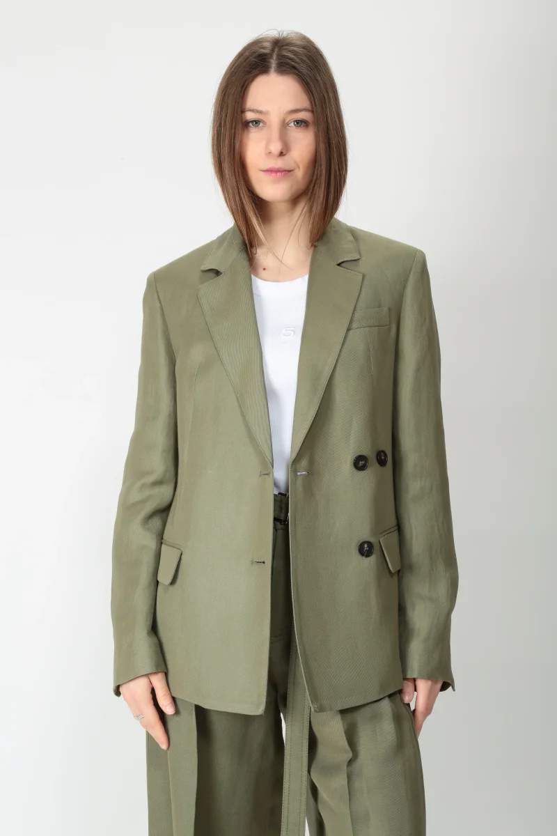 Tela Giacca doppiopetto in misto lino Omega/crop - immagine 5