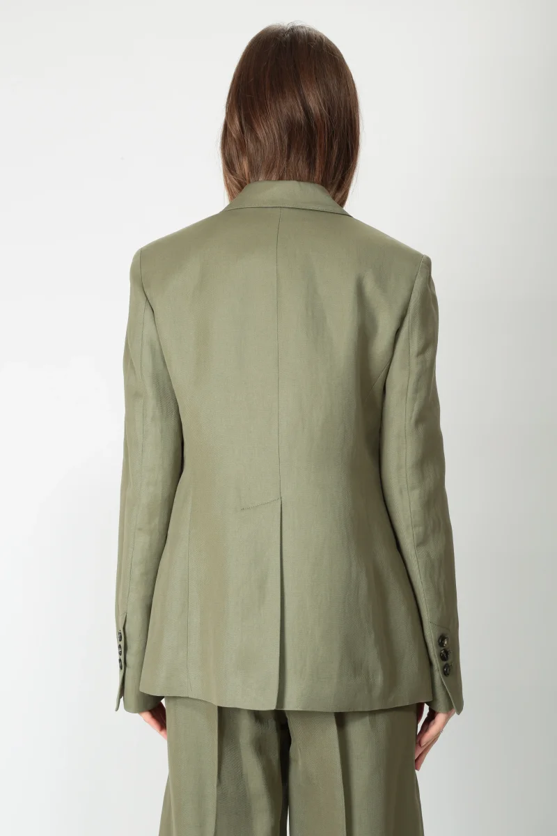 Tela Giacca doppiopetto in misto lino Omega/crop - immagine 7