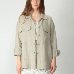 Solotre Camicia overshirt in lino M1D0163