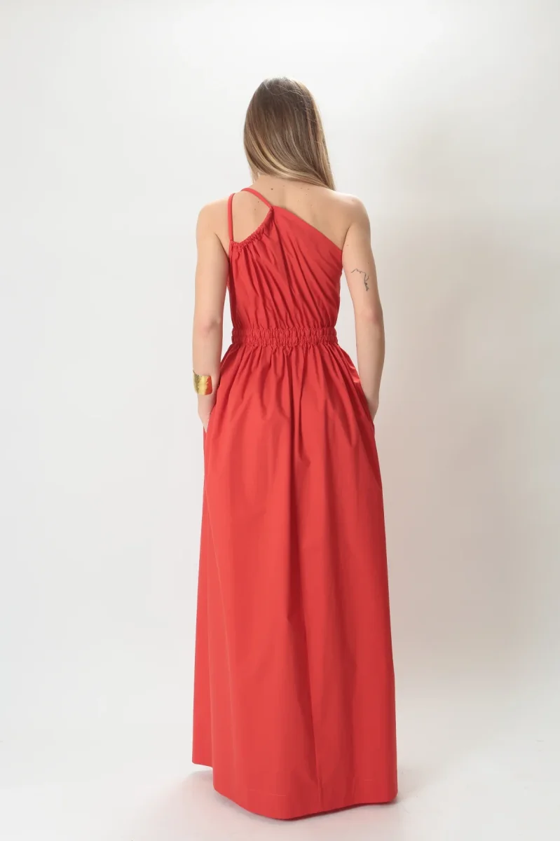 Tela Abito lungo monospalla in cotone Paula - immagine 5