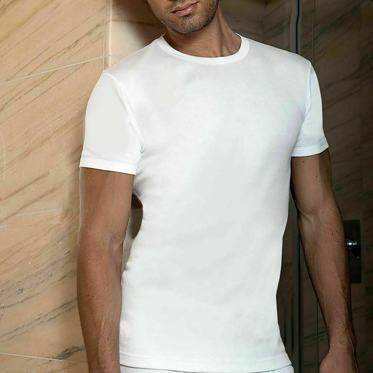 3 T-SHIRT UOMO IRGE LANA E COTONE ART. IR/L1 MAGLIA MANICA CORTA GIROCOLLO - immagine 2