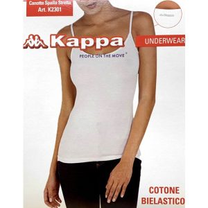 3 CANOTTE DONNA KAPPA SPALLA SOTTILE TOP SLIM FIT IN COTONE ELASTICIZZATO
