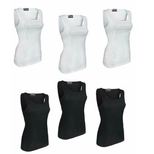 3 CANOTTE DONNA KAPPA SPALLA LARGA MAGLIETTA SLIM FIT COTONE ELASTICIZZATO