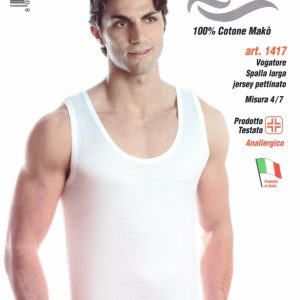 3 CANOTTE UOMO LEABLE ART. 1417 CANOTTA A SPALLA LARGA IN COTONE 100% MAKO’