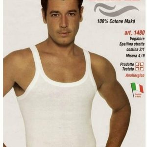3 CANOTTE UOMO LEABLE ART. 1480 A SPALLA STRETTA IN 100% COTONE MAKO’
