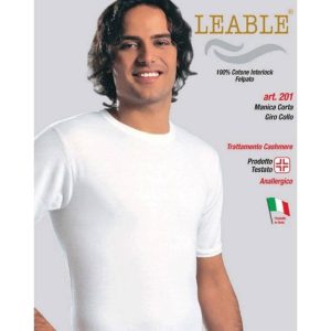 3 T-SHIRT UOMO LEABLE ART. 201 MEZZA MANICA GIROCOLLO COTONE INTERLOCK FELPATO