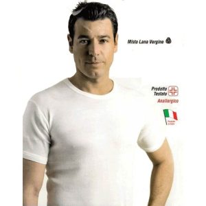 3 MAGLIE UOMO LEABLE ART. 444 MANICA CORTA GIROCOLLO IN MISTO LANA
