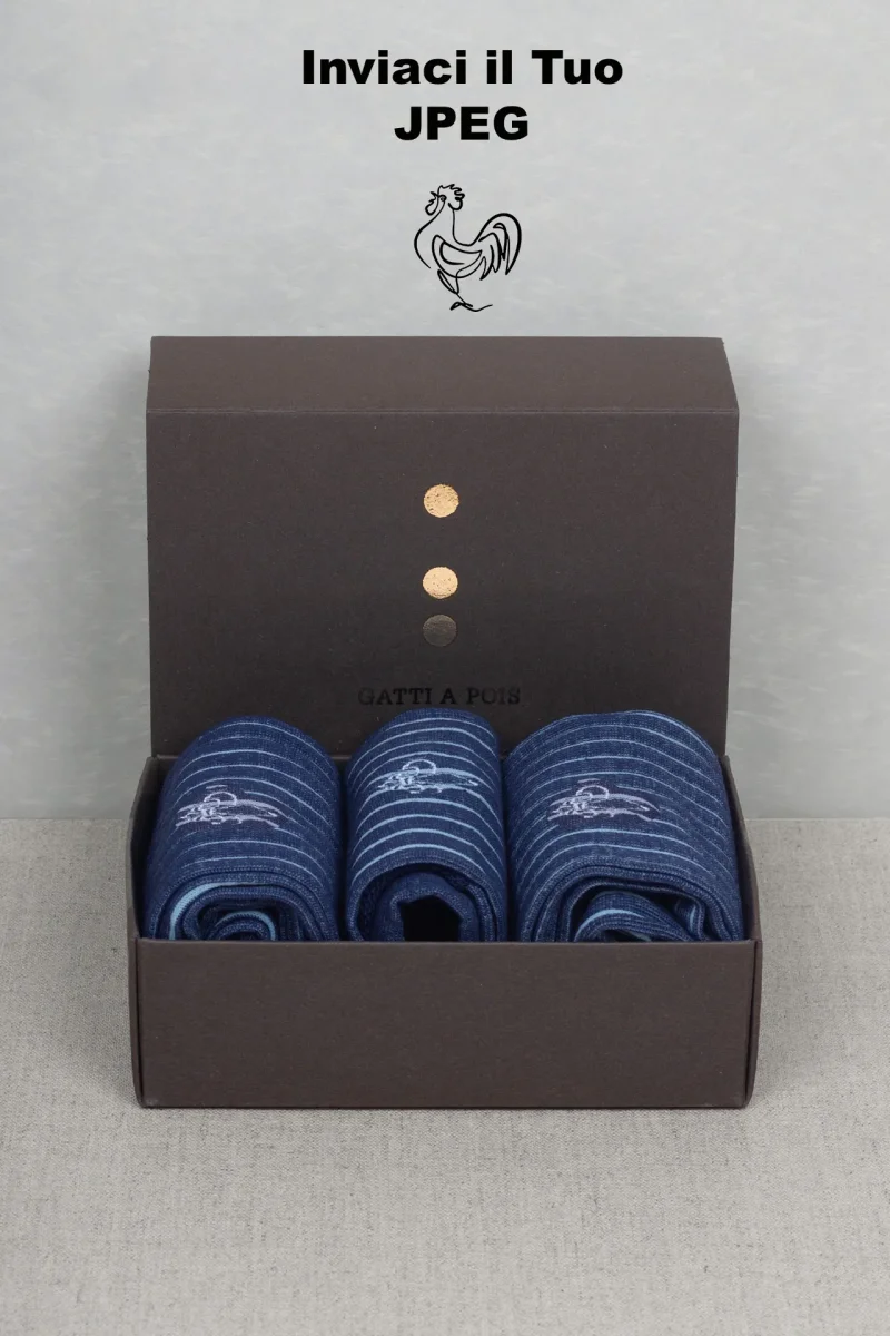 BoxLux 3 Paia di Calze a Fantasia LUNGA con IL TUO RICAMO (inviaci il Jpeg) Box Regalo Incluso - immagine 2