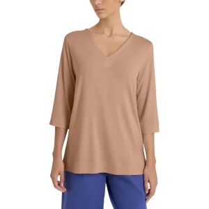 Maglietta con Doppio Scollo a V in Jersey di Viscosa Crèpe DN09T8 – Ragno