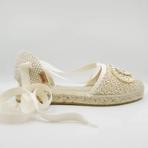 Vidorreta - Espadrilles in pelle e rafia con accessorio e lacci