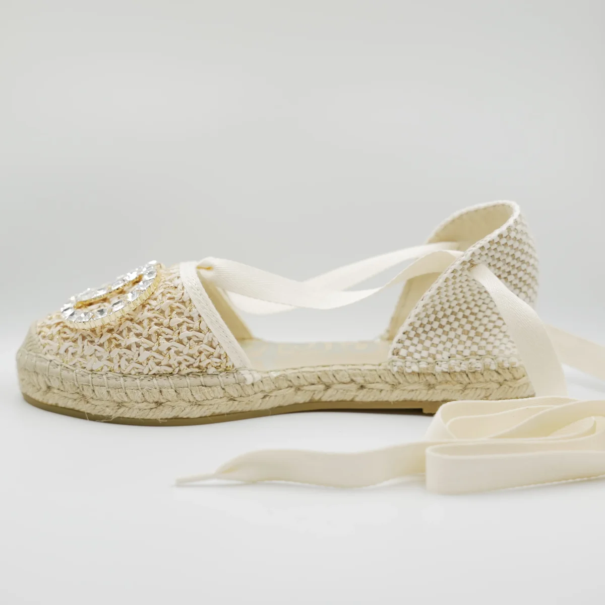 Vidorreta - Espadrilles in pelle e rafia con accessorio e lacci - immagine 5
