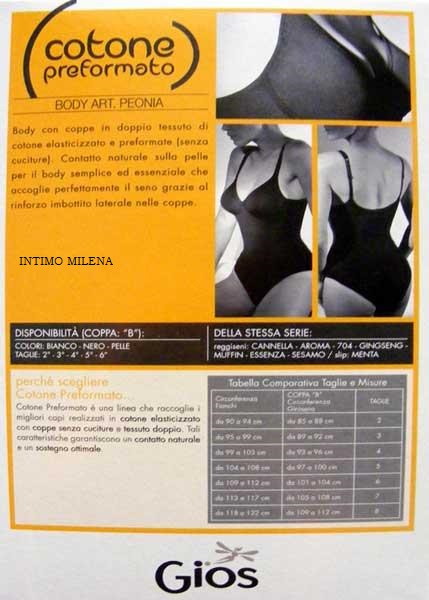 BODY GIOS MODELLO PEONIA IN LYCRA E COTONE ELASTICIZZATO CON SOSTEGNO LATERALE - immagine 4