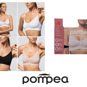 5 PEZZI REGGISENO POMPEA BRASSIERE MICROFIBRA NO STRESS BIANCO-NERO-NUDO S-M LXL