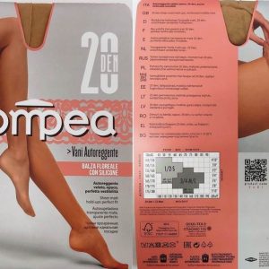 6 PAIA CALZA AUTOREGGENTE POMPEA 20 DEN ELASTICIZZATE CON BALZA IN SILICONE