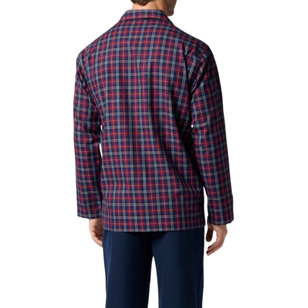 Pigiama Lungo Aperto con Collo in Flanella con Fantasia Quadro VPRT93212 – Perofil - immagine 5