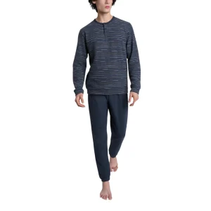 Pigiama a Serafino a Righe in Cotton Eco Pile U988N1 – Ragno