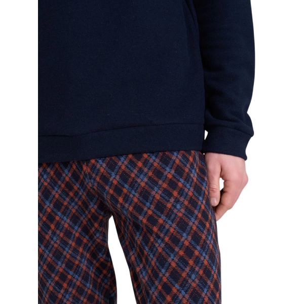 Pigiama a Serafino con Fantasia Tartan in Cotton Eco Pile U987N1 – Ragno - immagine 3