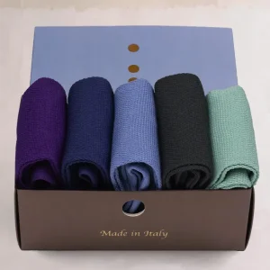 Box da N.5 Calze Lunghe a lavorazione Piquet COLORI PASTELLO in Puro Filo di Scozia