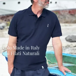Polo Blu Notte Puro Cotone lavorazione Micro Nido d’Ape con Iniziali o Senza!