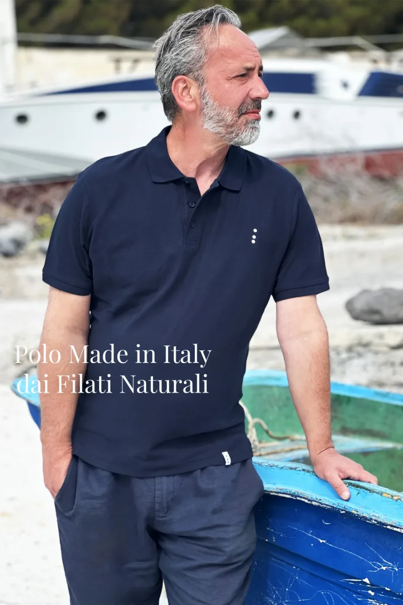 Polo Blu Notte Puro Cotone lavorazione Micro Nido d’Ape con Iniziali o Senza!
