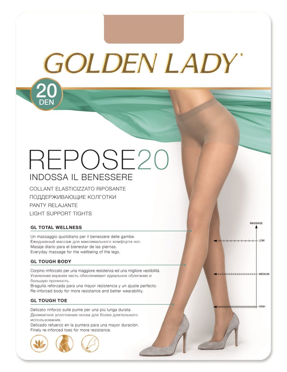 10 PAIA COLLANT GOLDEN LADY REPOSE 20 DENARI ELASTICIZZATO VELATO RIPOSANTE