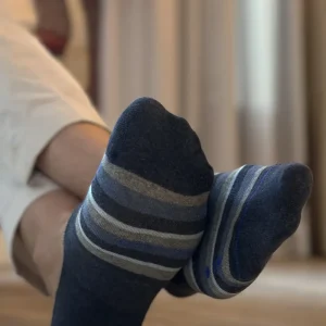 Salvapiedi Classic Style a Righe Avio&Melange con Iniziali o Senza!