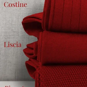 Box da N.3 Calze Lunghe in Filo di Scozia Rosso in 3 Lavorazioni diverse