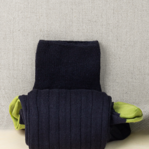 Calza in Lana&Cachemire BluNotte&Pistacchio con Iniziali o Senza!