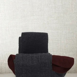 Calza in Morbida Lana Antracite&Bordeaux con Iniziali o Senza!