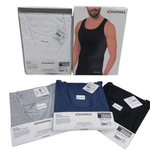 3 CANOTTE UOMO SUPERGA SPALLA LARGA IN COTONE BIELASTICO SOFT ART. 185