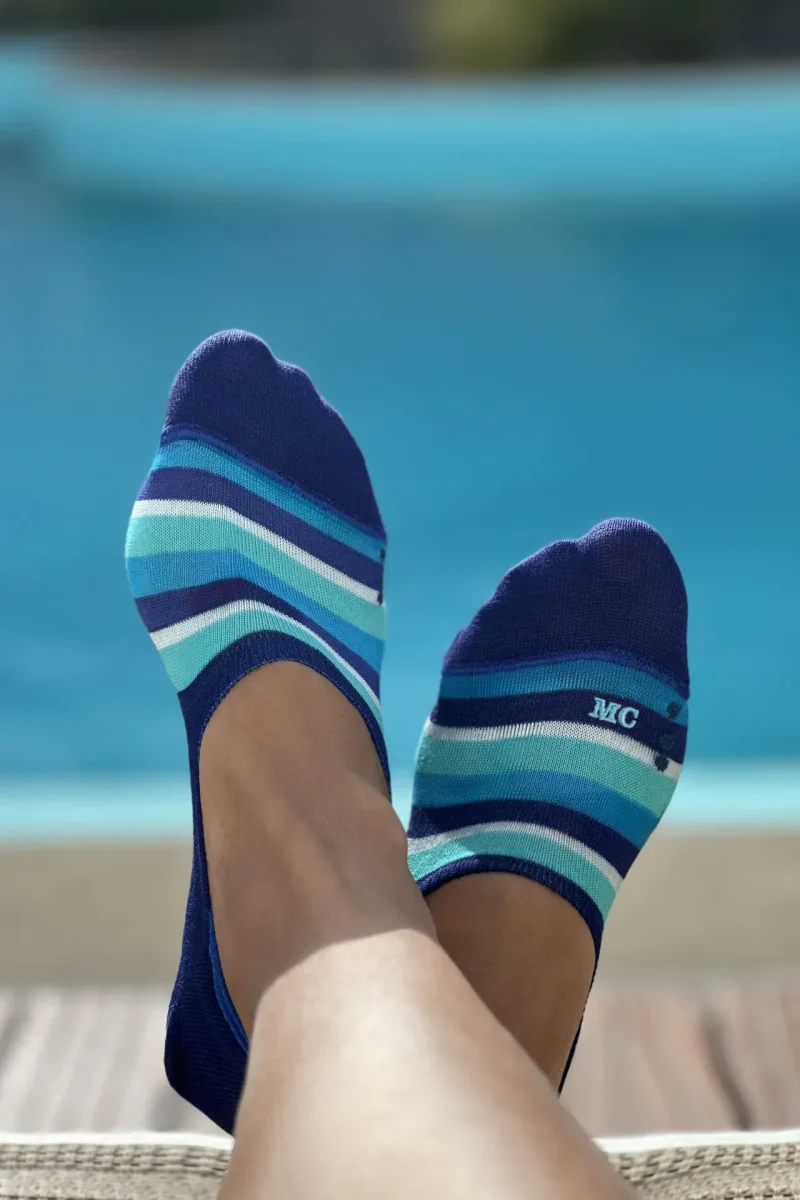 Salvapiedi DONNA Righe Sfumature di Blu con Iniziali o Senza! - immagine 4