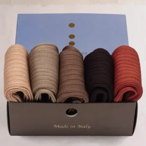 Box da N.5 Calze Lunghe Filo di Scozia Sfumature di Brown Costine con Iniziali o Senza!